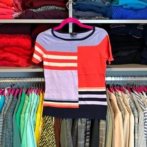 The Limited Purple and Orange Crew Neck Sweater